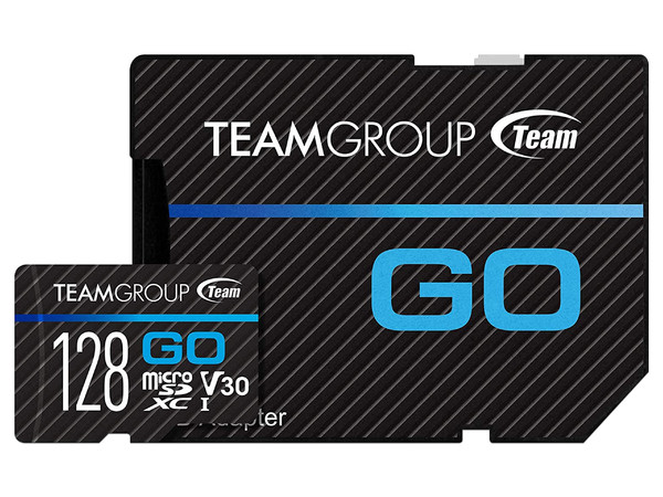 Memoria TEAMGROUP GO MicroSDXC UHS-I U3 de 128 GB, Clase 3, incluye adaptador SD.