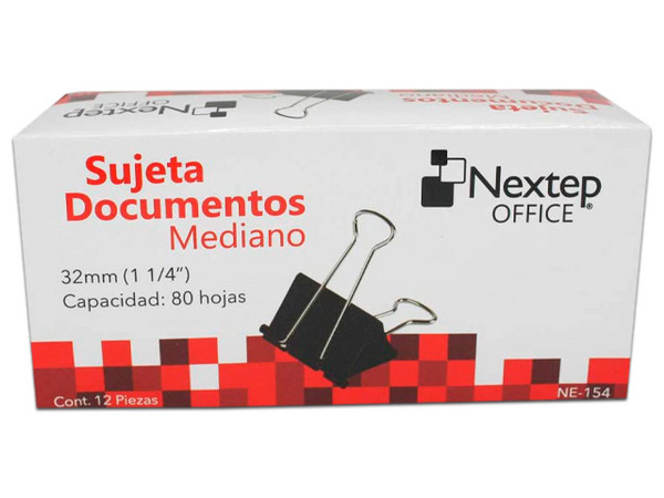  Sujeta Documentos Nextep Mediano, 32mm (1 1/4"), 12 Piezas. - imagen 2