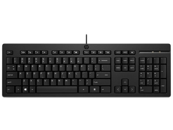 Teclado Alámbrico HP 125, Conexión USB-A, Cable de 180 cm, Diseño Ergonómico, Color Negro.