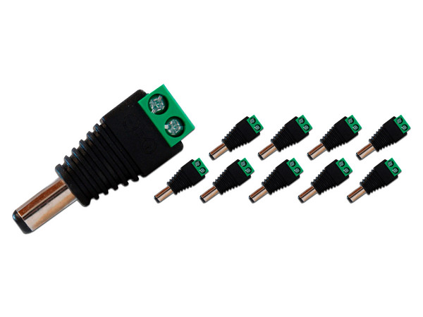 Paquete de 10 Conectores de Corriente Enson ENS-MC01, Jack 3.5mm para Alimentar Cámaras CCTV o Realizar Empalmes de Cableado.