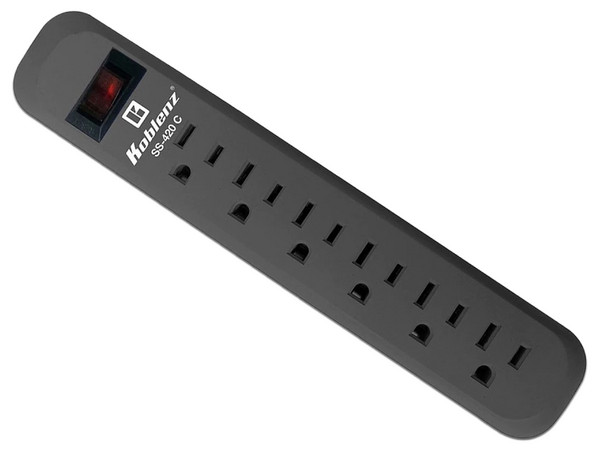 Supresor de picos Koblenz SS-420 C, 6 contactos aterrizados, 420 joules, 10A. Color negro. - imagen 2