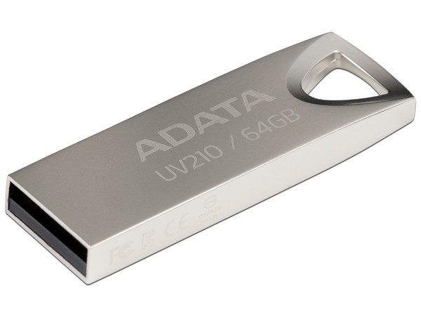 Unidad Flash USB 2.0 ADATA UV210 de 64GB. Color Metálico.