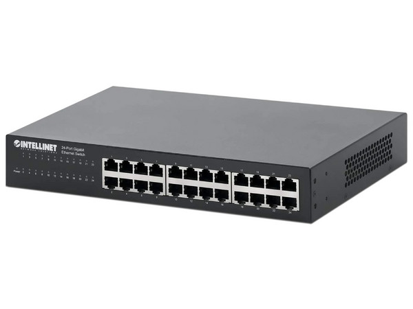 Switch Intellinet Network 561273, 24 puertos RJ-45 10/100/1000 Mbps, Color Negro.