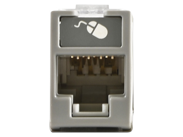 Modulo Jack Siemon UltraMAX U5-H04NS, UTP Cat5e, RJ-45 Hembra, Montaje híbrido en Placa de Pared. Color Gris.