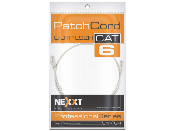 Cable RJ45 U/UTP Cat6a Nexxt Longitud 90 cm, LSZH, Color Gris. - imagen 2