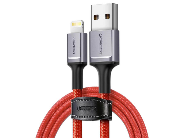 Cable de datos UGREEN 80635, USB-A a Lightning, 1m, color rojo, certificado para iPhone e iPad.