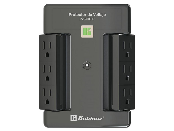 Supresor de Picos Koblenz PV-2500D 2500VA / 2000W de 6 contactos NEMA 5-15R. Color Negro.