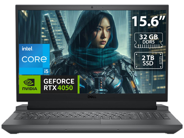 Laptop Gamer DELL G15 5530: Procesador Intel Core i5 13450HX (Hasta 4.6 GHz), Memoria de 32GB DDR5, SSD de 2TB, Pantalla de 15.6" LED (1920 x 1080), 165Hz,Video NVIDIA GeForce RTX 4050 6GB GDDR6, S.O. Windows 11 Home.