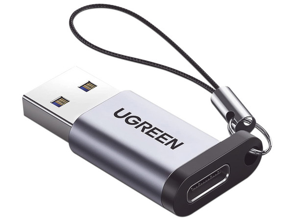 Adaptador USB UGREEN 50533 de USB-C a USB-A (H-M), Color Gris.