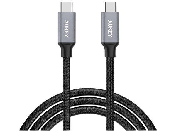 Cable de Datos AUKEY CB-CD6 de USB-C a USB-C, Trenzado, Universal, 2m, 60W, Color Negro.