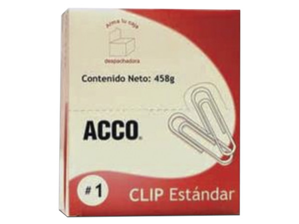 Clip Estándar ACCO Inoxidable, #1, 10 cajas con 100 Clips.