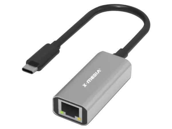 Adaptador de Red X-Media XM-UE3000C de USB-C a RJ-45 Ethernet (M-H), Color Gris.