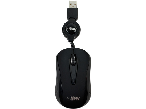 Mini Mouse Óptico Easy Line cable retráctil USB. Color Negro. - imagen 2