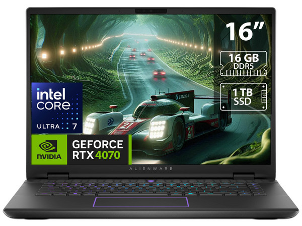 Laptop Gamer Alienware AM16 R2:Procesador Intel Core Ultra 7 155H (hasta 4.8 GHz),Memoria de 16GB DDR5,SSD de 1TB,Pantalla de 16" LED WQXGA (2560 x 1600), 240Hz,Video GeForce RTX 4070 8GB GDDR6,S.O. Windows 11 Home.