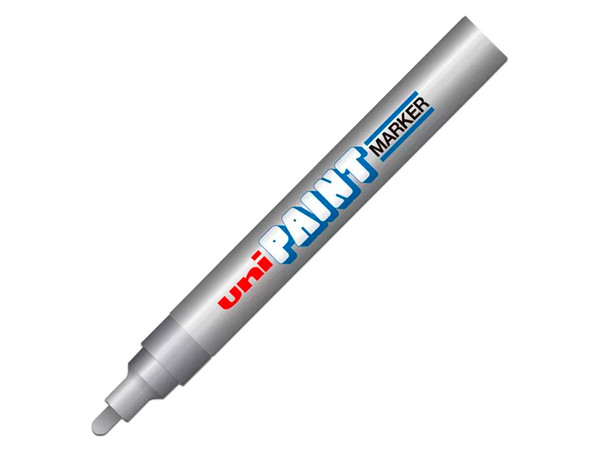 Marcador Azor PX-20 Uniball Paint, Punta Redonda, 12 Piezas. Color Plata.