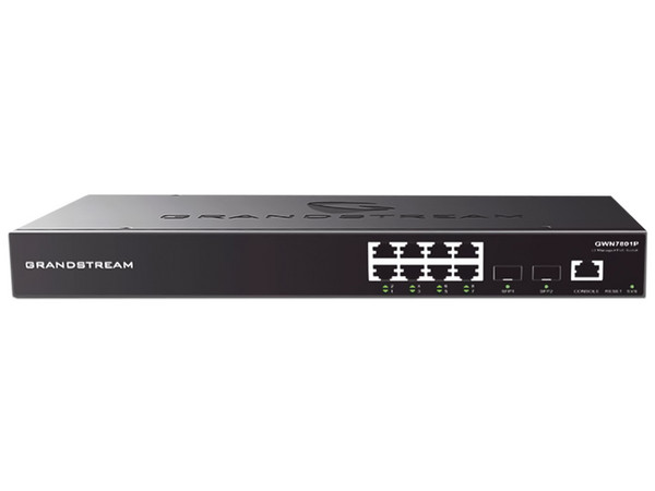 Switch GRANDSTREAM GWN7801P de 8 puertos RJ-45 10/100/1000 Mbps y 2 Puertos SFP, PoE, Compatible con Gwn Cloud.