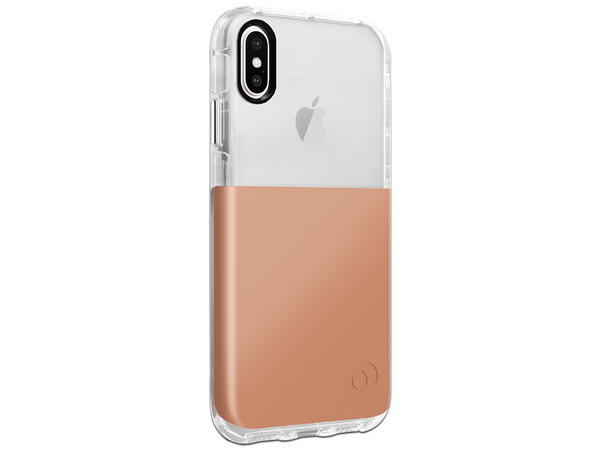 Funda Nimbus9 Ghost para iPhone XS Max, con soporte magnético. Color Transparente / Dorada.