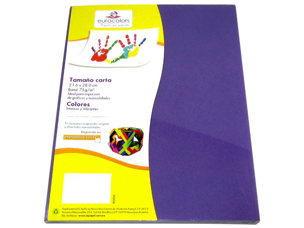 Papel cortado Eurocolors EC0016 tamaño Carta, 100 piezas. Color Morado. - imagen 2