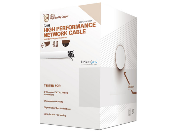Bobina de Cable UTP Linkedpro, Cat6, 305m, sin blindaje, superflexible, cobre. Color Blanco - imagen 2