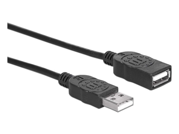 Cable USB Manhattan 308519, USB A a USB A (M-H), 1m, Color Negro. - imagen 2