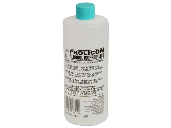Alcohol Isopropilico Prolicom, para mantenimiento y limpieza. 500 ml.