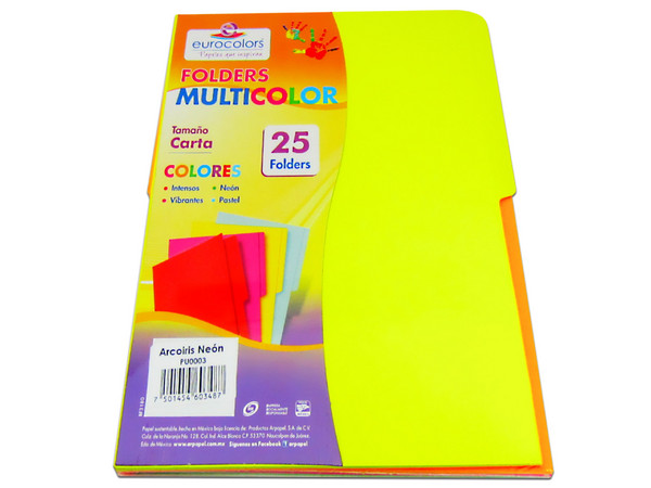 Folder Eurocolors PU0003 Multicolor y Neón C/25 Pzas