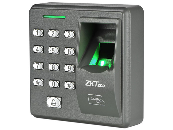 Lector de huella y proximidad ZKTeco con teclado autónomo, 500 huellas, 500 tarjetas, 8 passwords.