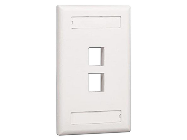 Placa frontal Panduit NK2FIWY de 2 puertos para pared. Color Blanco