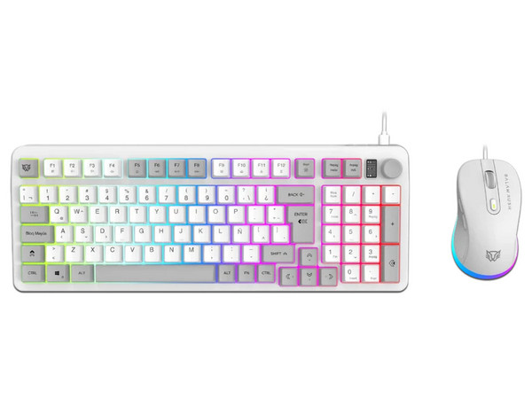 Kit Teclado y Mouse Balam Rush Squad Conquest KG515, USB, Iluminación RGB, Teclado Español, Mouse Óptico, Color Blanco.