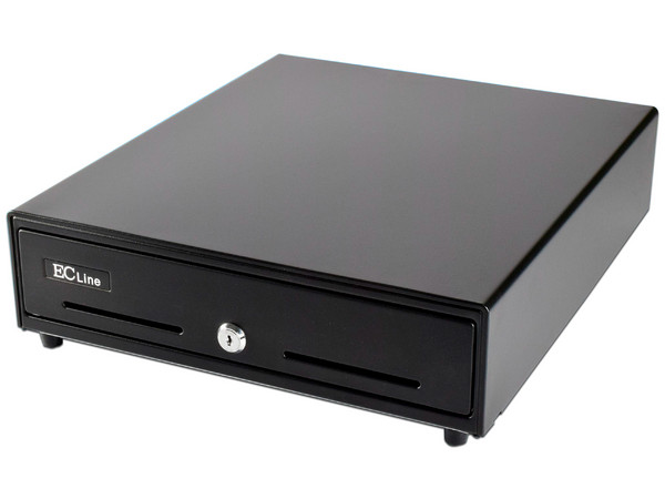 Cajón para Dinero EC Line G5100-II, Capacidad para 4 Billetes y 8 Separadores para Monedas. Color Negro.