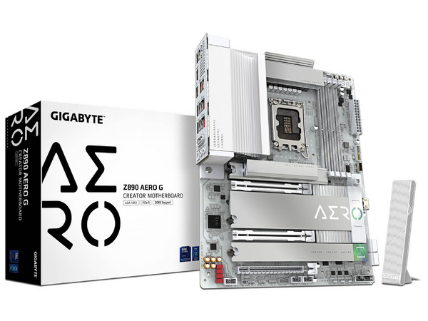 T. Madre Gigabyte Z890 AERO G: Chipset Intel Z890, Soporta: Procesadores Intel Core Ultra, Socket LGA 1851, Memoria: DDR5 9200/7200/6400MHz, 256GB Máx, Integrado: AudioHD, Red, USB 3.2 y SATA 3.0, M.2, ATX, Ptos: 1xPCIE5.0x16, 2xPCIE4.0x16