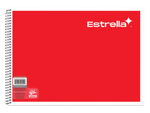 Cuaderno de Dibujo con China Estrella (Modelo 50) mide 31.9 x 22.9 cm y contiene 20 hojas de cartulina marquilla blanca intercaladas con papel china de para proteger los dibujos su encuadernación es en espiral metálico con seguro coilock ultra resiste