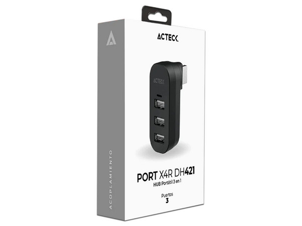 Hub USB Acteck Port X4R DH421, 3 puertos USB 2.0. Color Negro. - imagen 2