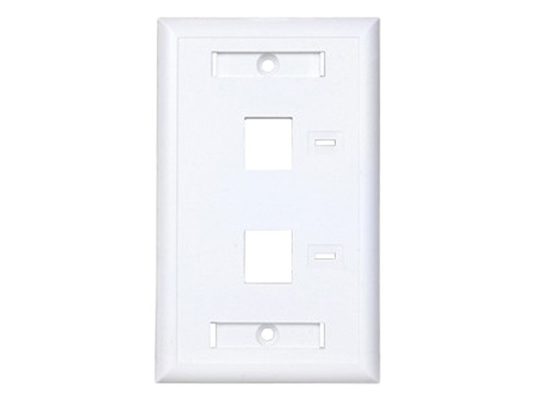Placa de pared Condumex de 2 salidas RJ45 tipo keystone, Color Blanco.