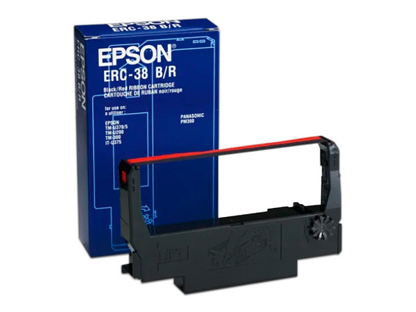 Cinta Epson ERC-38BR, Color negro sobre rojo.