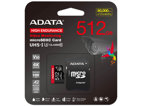 Memoria ADATA High Endurance microSDXC UHS-I U3 V30 de 512 GB, clase 10, incluye adaptador SD. - imagen 3