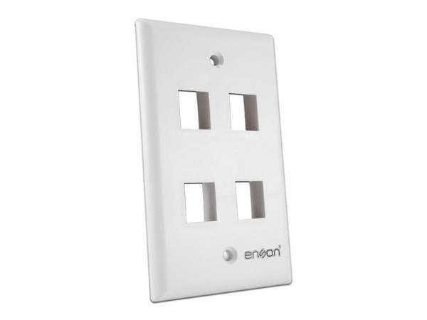 Placa de Pared Enson EPRO-FP40, 4 Puertos, Color Blanco.