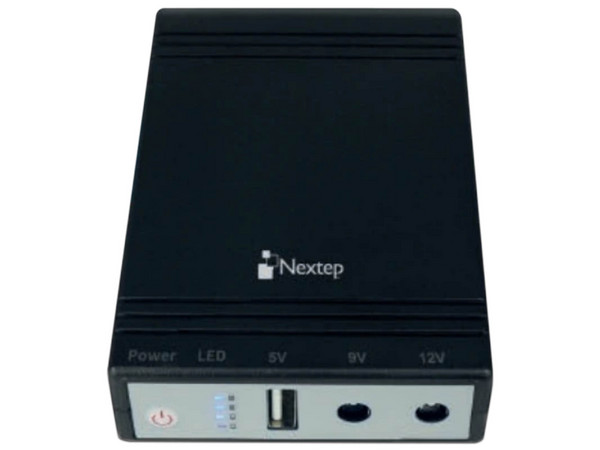 UPS para módem Nextep NE-742 con salidas de 9Vcc / 12Vcc. Color Negro.
