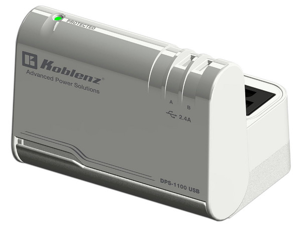 Regulador Koblenz DPS-1100, 3 Contactos NEMA 5-15R, puertos USB-C y 1 puerto USB, 10A, 1100J.