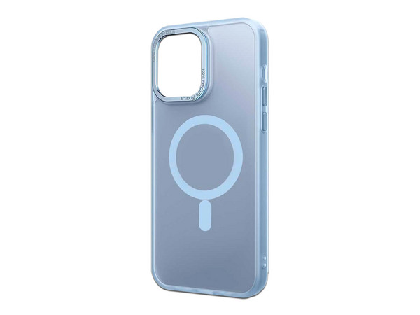 Funda protectora Tekku Matte para iPhone 15 Pro, Compatible con MagSafe, Color Azul Transparente.