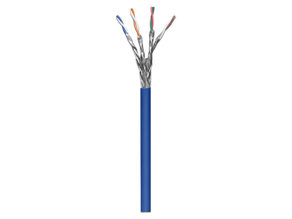 Bobina de Cable Intellinet Cat6A, SFTP (UTP) Caja con 305 m, 24 AWG, Sólido, 100% cobre. Color Azul.