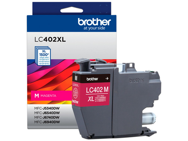 Cartucho de Tinta Brother, color Magenta, Modelo: LC402XLM, 1,500 páginas.