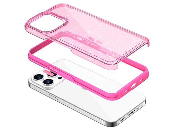 Funda Protectora Tekku, Rígida, para iPhone 15 PRO MAX, Color Rosa Glitter. - imagen 3