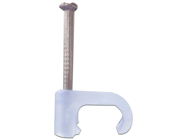 Grapa Thorsman para cable plano de 3mm, Color Transparente. Caja con 100 piezas