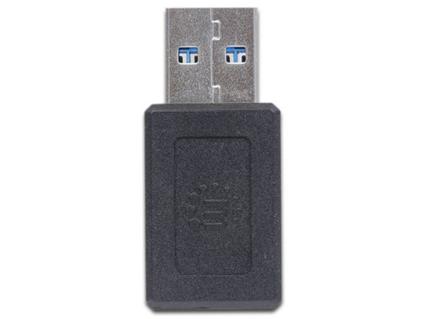 Adaptador convertidor Manhattan de USB-A (macho) a USB-C (macho). Color negro. - imagen 3