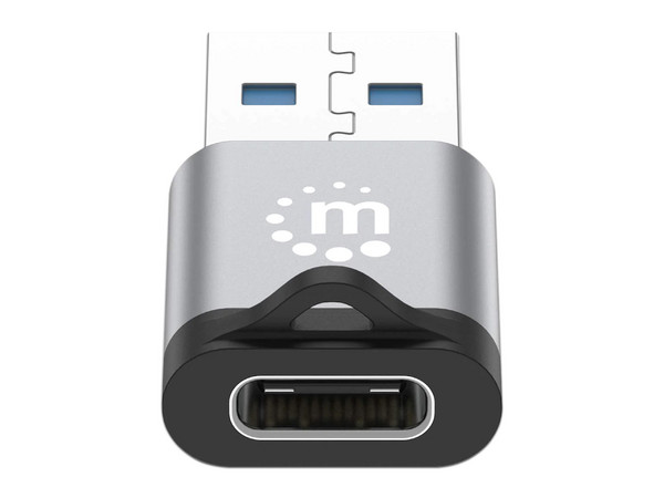Adaptador Manhattan de USB 3.2 Gen 1 Tipo-A Macho a Tipo-C Hembra, 5 Gbps, 3A. Color Negro.