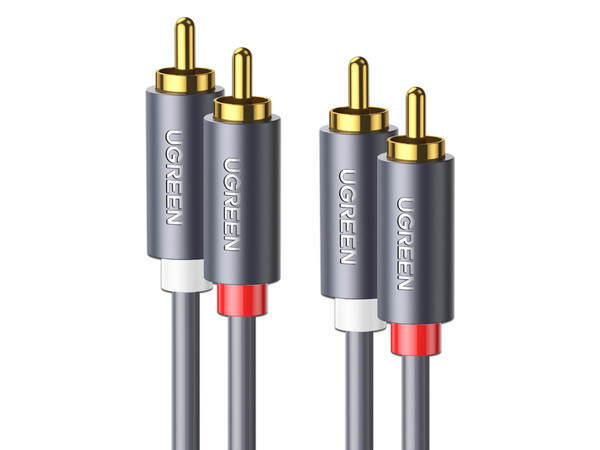 Cable de Audio 2 RCA Macho a 2 RCA Macho UGREEN, 3m, color negro.