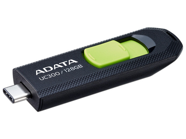 Memoria USB ADATA UC300, 128GB, USB-C, USB 3.2, Color Negro con Verde. - imagen 2
