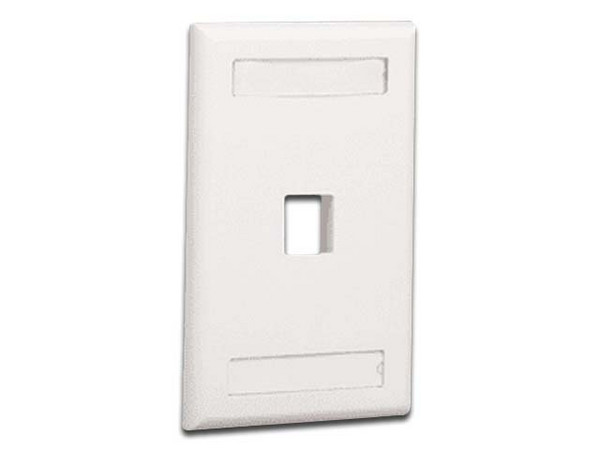 Placa frontal vertical de montaje empotrado, una salida, con etiquetas. Color Blanco.