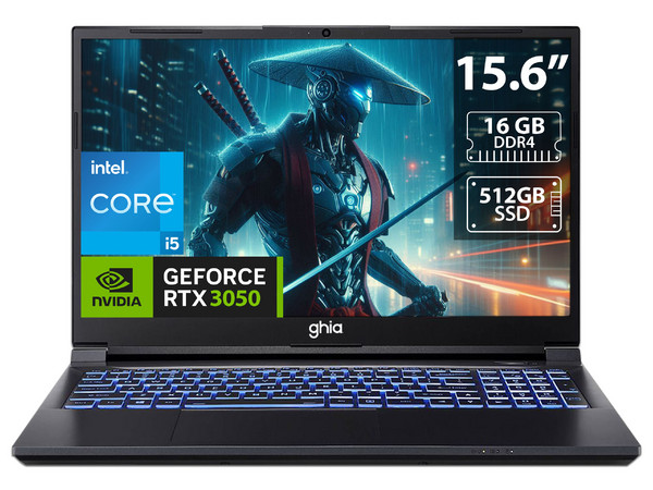 Laptop Gamer GHIA Libero: Procesador Intel Core i5 12450H (hasta 4.4 GHz), Memoria de 16GB DDR4,SSD de 512GB, Pantalla de 15.6" LED Full HD (1920 x 1080),Teclado Retroiluminado,Video NVIDIA GeForce RTX 3050, S.O. Windows 11 Home.